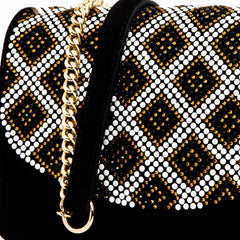The Nampula Black Glitter Suede Leather Handbag - Vinci Leather