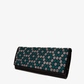 The Doha Black Leather Glitter Clutch - Vinci Leather
