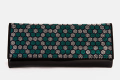 The Doha Black Leather Glitter Clutch - Vinci Leather
