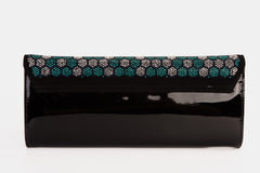 The Doha Black Leather Glitter Clutch - Vinci Leather
