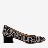 Nampula Crystal-Embellished Black Leather Pump - Vinci Leather