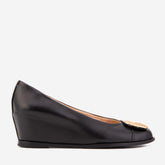 The Selene Black Leather Wedge Heel Shoe - Vinci Leather