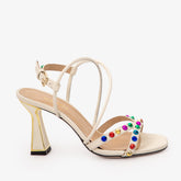 The Aurora Cream Leather Strappy Sandal - Vinci Leather