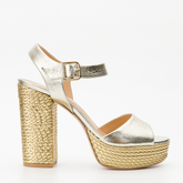 The Tampico Platform Heel Gold Leather Sandal - Vinci Leather