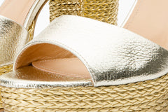 The Tampico Platform Heel Gold Leather Sandal - Vinci Leather