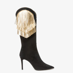 The Vienna Black Suede Leather Knee High Boot - Vinci Leather