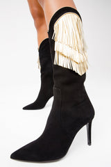 The Vienna Black Suede Leather Knee High Boot - Vinci Leather