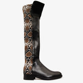 The Moengo Black Leather Leopard Knee High Boot - Vinci Leather