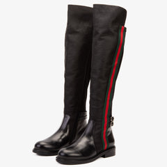 The Gallant Black Leather Knee-High Boot - Vinci Leather