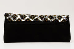 The Nampula Black Glitter Suede Leather Clutch - Vinci Leather