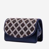 The Nampula Navy Blue Glitter Leather Handbag - Vinci Leather