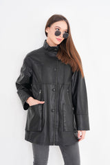 The Lioara Black Leather Jacket - Vinci Leather