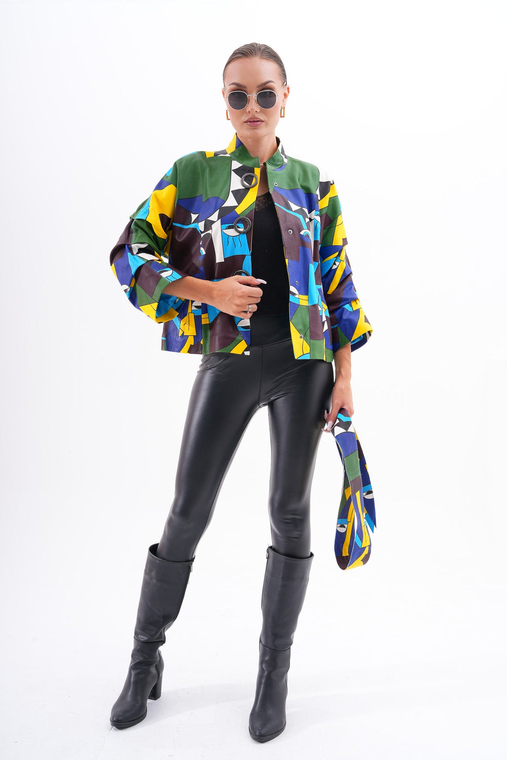 The Odessa Geometric Art Leather Jacket - Vinci Leather