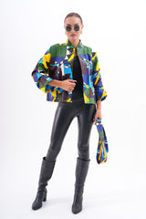 The Odessa Geometric Art Leather Jacket - Vinci Leather