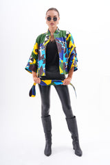 The Odessa Geometric Art Leather Jacket - Vinci Leather