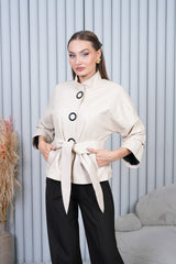 The Odessa Cream Leather Jacket - Vinci Leather