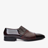 The Everest Burgundy Burneshed Leather Cap Toe Dress Loafer Shoe - Vinci Leather