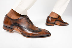 The Royal Hand Craft Brown Wingtip Oxford Shoe - Vinci Leather