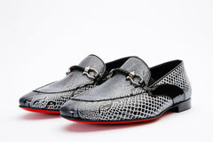 The Milano Black\/White Shoe Bit Loafer shoe - Vinci Leather