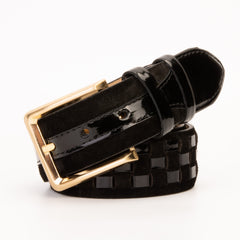 The Eugene Black Gold Woven Leather Belt - Vinci Leather