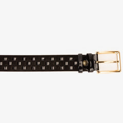 The Eugene Black Gold Woven Leather Belt - Vinci Leather