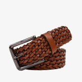 The Grand Woven Tan Color Leather Belt - Vinci Leather