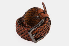 The Grand Woven Tan Color Leather Belt - Vinci Leather