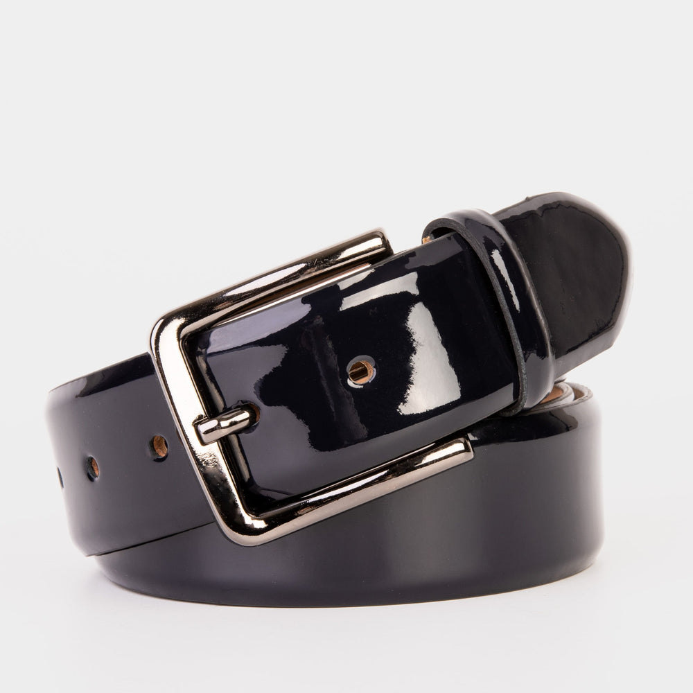 The Dodoma Navy Patent Leather Belt - Vinci Leather
