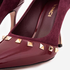 The Bella Vita Studded Burgundy Leather Pump Shoe - Vinci Leather