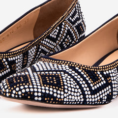The Nampula Navy Crystal-Embellished Leather Pump - Vinci Leather