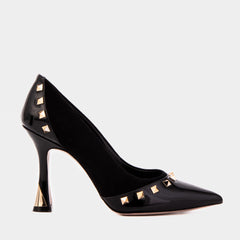 The Bella Vita Studded Black Leather Pump Shoe - Vinci Leather