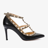 The Lulka Black Spike Leather Pump Shoe - Vinci Leather