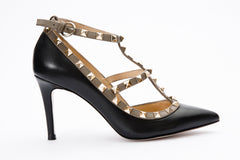 The Lulka Black Spike Leather Pump Shoe - Vinci Leather