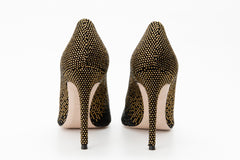 The Bago Black Gold Glitter Leather Pump Shoe - Vinci Leather
