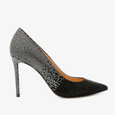 The Bago Black Silver Glitter Leather Pump Shoe - Vinci Leather