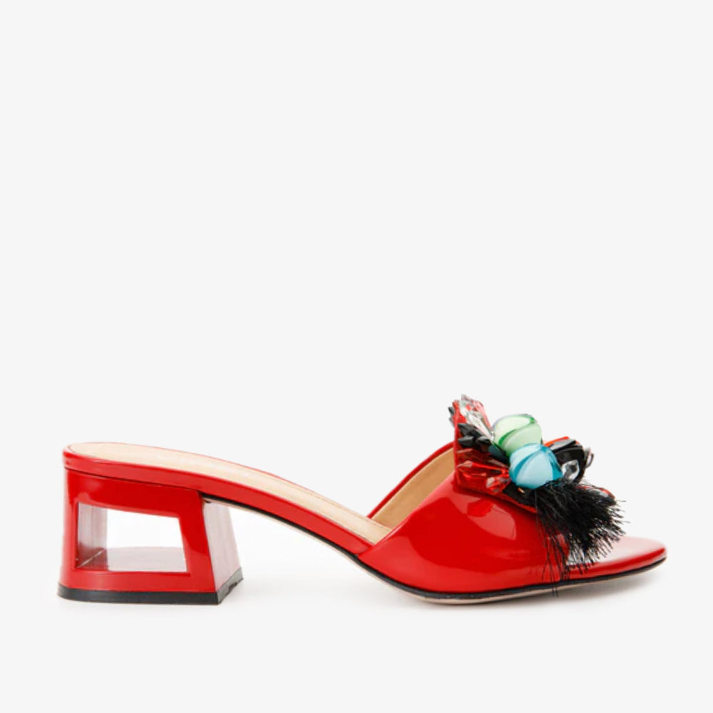 The Vigo Red Leather Block Heel Sandal - Vinci Leather