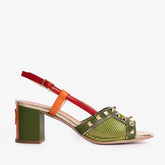 The Linea Green Leather Slingback Sandal - Vinci Leather