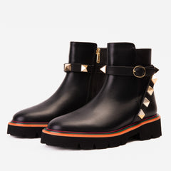 The Prag Black Leather Ankle Boot - Vinci Leather