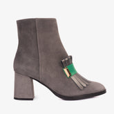 The Luksor Grey Suede Leather Block Heel Boot - Vinci Leather