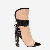 The Lucca Nude Black Leather Mid Calf High Heel Boot Limited Edition - Vinci Leather
