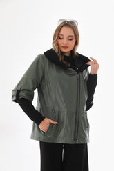 The Hudson Olive Green Leather Jacket - Vinci Leather