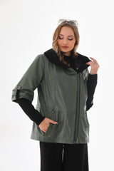 The Hudson Olive Green Leather Jacket - Vinci Leather