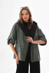 The Hudson Olive Green Leather Jacket - Vinci Leather
