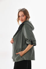 The Hudson Olive Green Leather Jacket - Vinci Leather