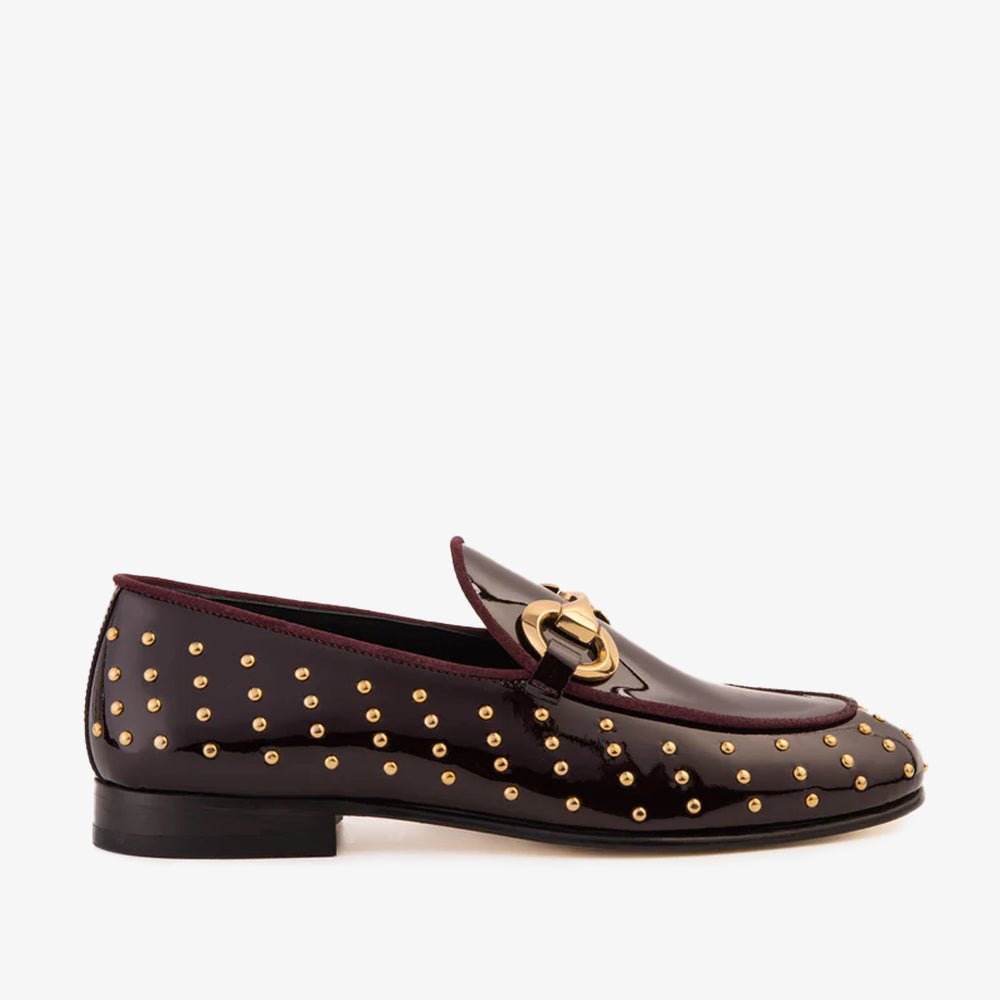 The Jupiter Shoe Burgundy Spike Leather Bit Dress Loafer Limited Edition Shoe - Vinci Leather