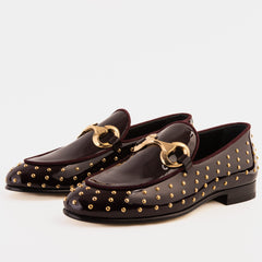 The Jupiter Shoe Burgundy Spike Leather Bit Dress Loafer Limited Edition Shoe - Vinci Leather