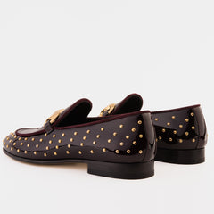The Jupiter Shoe Burgundy Spike Leather Bit Dress Loafer Limited Edition Shoe - Vinci Leather