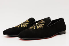 The Lazio Shoe Black Suede Slip-on Loafer Shoe - Vinci Leather