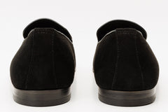 The Lazio Shoe Black Suede Slip-on Loafer Shoe - Vinci Leather