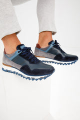 The Hoskova Navy Blue Leather Sneaker - Vinci Leather